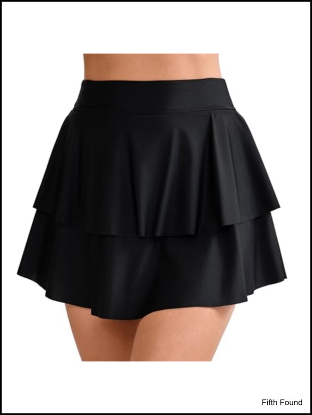 High Waisted Double Ruffle Swim Skirt with Built-in Shorts Tummy Control